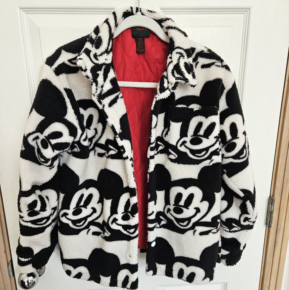 Forever 21 Kids Mickey Mouse Black and White Fleece Size 13/14 KIDS